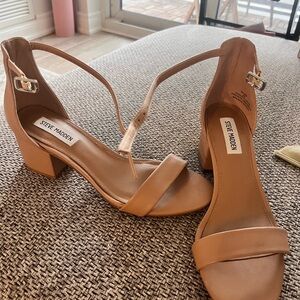 Steve Madden Beige Block Heel Sandals